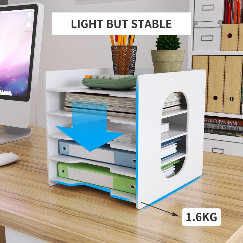 Natwind 5-Tier Desk Organizer,File Organizer,File Paper Organizer for Desk & Desktop - White File Holder with Mail Letter Tray & Paper Sorter for Home Office, School Classroom - Image 4